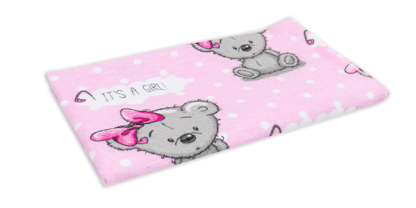 Pieluchocerata flanelowa miś girls róż